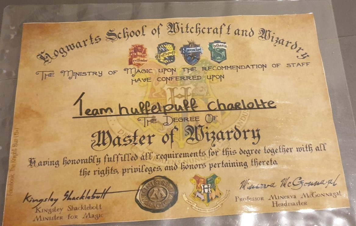 Het enige echte Harry Potter diploma voor de winnaars!